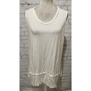 Soft Surroundings Sleeveless Tunic White Ruffle Hem Rayon Blend Tank Top Size 1X